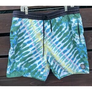 Volcom Beach Bunch Trunks Rad Style Tie Dye Printed Board Shorts Pool Swim XL